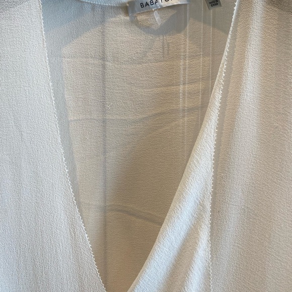 Aritzia Babaton Women's Semi-sheer chiffon blouse Cream White 100% Silk Sheer S - Picture 7 of 14